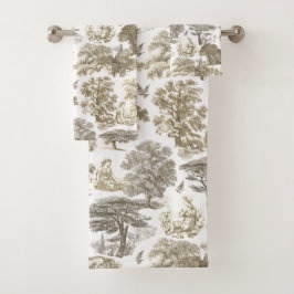 Conjunto De Toalhas Toile Clássica Rustic Beige Country