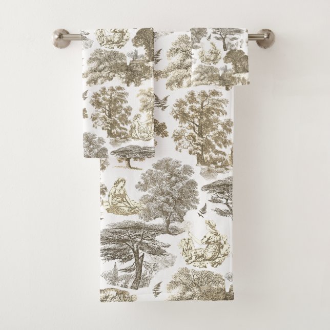 Conjunto De Toalhas Toile Clássica Rustic Beige Country (Insitu)