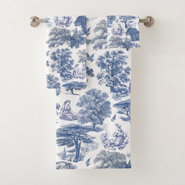 Conjunto De Toalhas Toile Clássica Rustic Blue Country (Insitu)