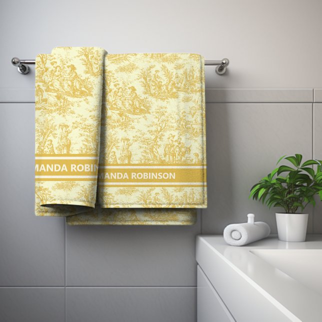 Conjunto De Toalhas Tóile de jouy amarela-vintage (Criador carregado)