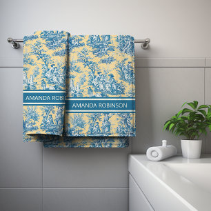 Conjunto De Toalhas Tóile de jouy amarelo-palha