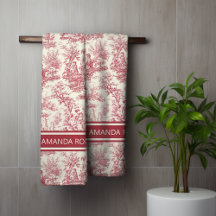 Tóile vermelha de jouy, em folha