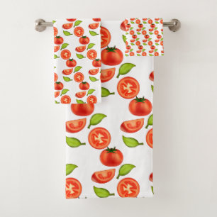 Conjunto De Toalhas Tomates E Folhas De Orégãos