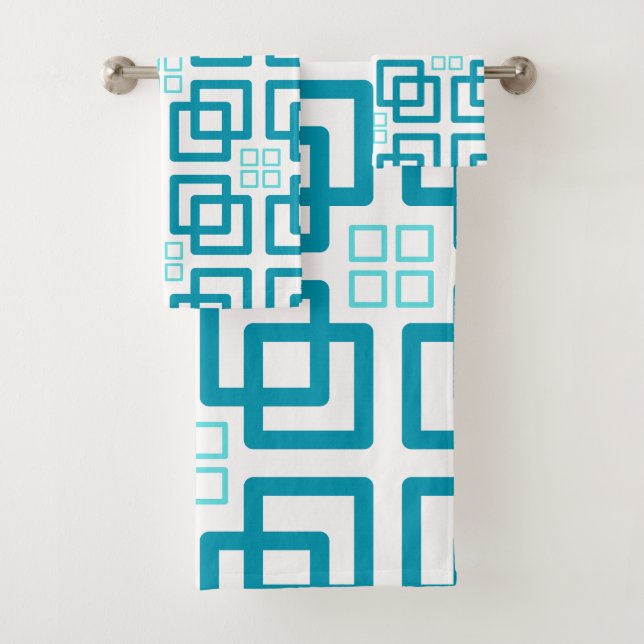 Conjunto De Toalhas Tons de Cor Teal Quadrados (Insitu)