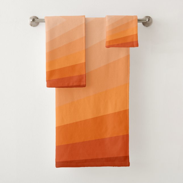 Conjunto De Toalhas Tons de Laranja Arte Abstrata Geométrica  (Insitu)