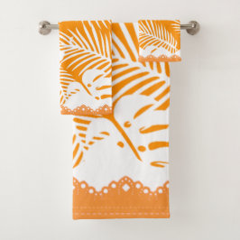 Conjunto De Toalhas Torneiras tropicais de cor laranja tortas em Rico