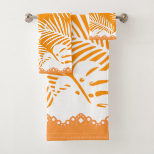 Conjunto De Toalhas Torneiras tropicais de cor laranja tortas em Rico 