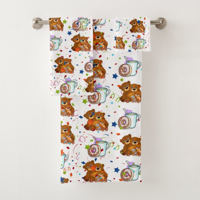 Conjunto De Toalhas Torre de Banheiro Coloca Urso de Teddy Floral (Insitu)