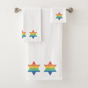 Conjunto De Toalhas Torre de estrelas judaica do arco-íris LGBTQ