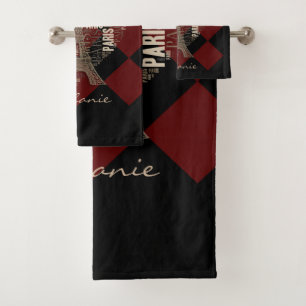 Conjunto De Toalhas Torre Eiffel e inscrição Paris no coração