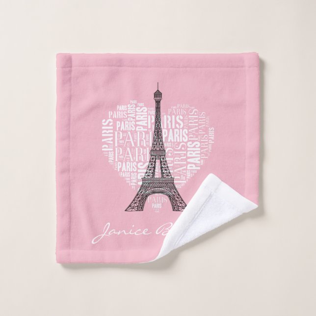 Conjunto De Toalhas Torre Eiffel & inscrição Paris no coração (Pano de lavar)