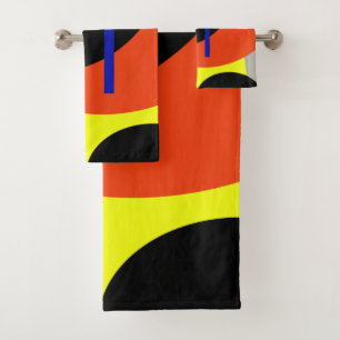 Conjunto De Toalhas Torres Abstrato de Arte Amarelo Azul Preto, Azul,