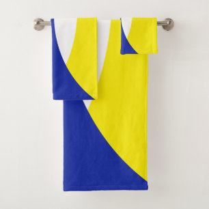 Conjunto De Toalhas Torres Abstrato de Arte Amarelo Azul Preto, Azul,