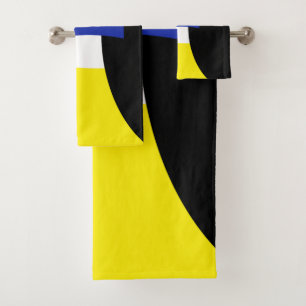 Conjunto De Toalhas Torres Abstrato de Arte Amarelo Azul Preto, Azul,
