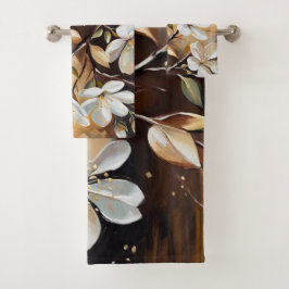 Conjunto De Toalhas Torres de Banho Branco Castanho