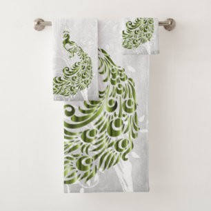 Conjunto De Toalhas Torres de Banho Personalizadas de Peacock Verde