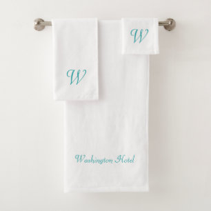 Conjunto De Toalhas Torres Monogramas Turquesas Personalizadas