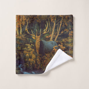 Conjunto De Toalhas Touro Elk na Floresta do outono