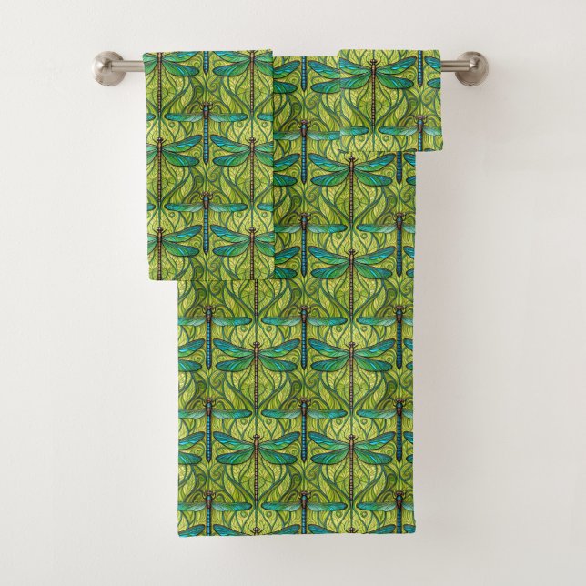 Conjunto De Toalhas Towel with a vibrant pattern of green and blue  (Criador carregado)