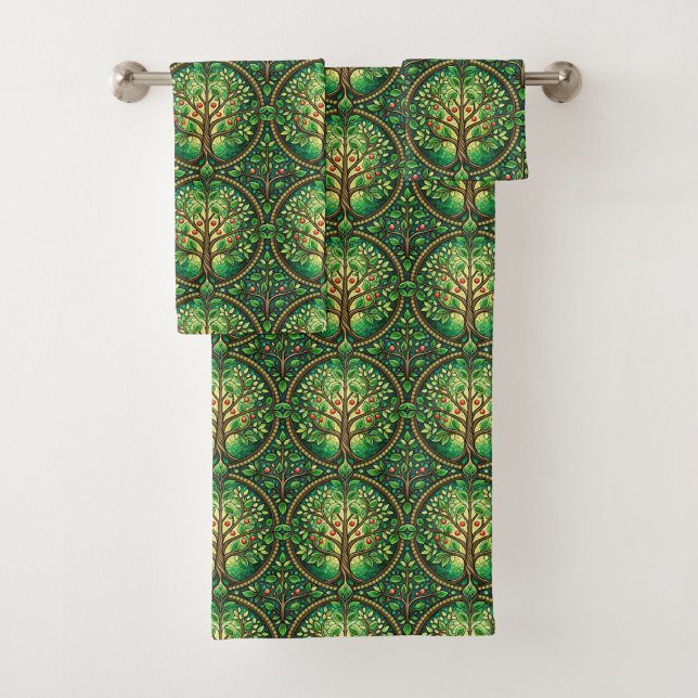 Conjunto De Toalhas Towels with a vibrant tree of life pattern  (Criador carregado)