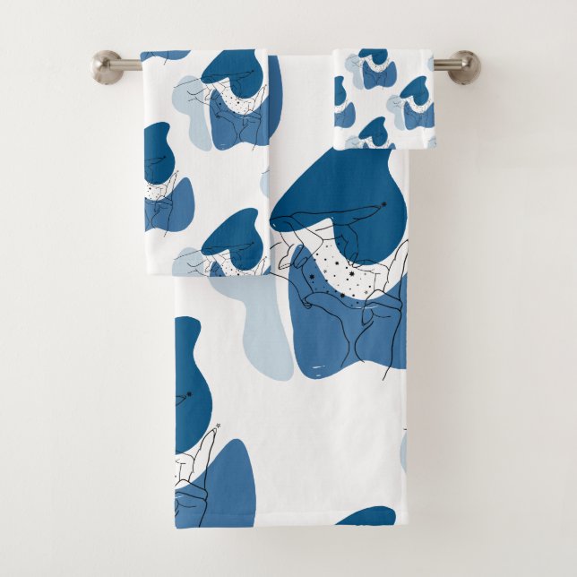 Conjunto De Toalhas Trabalho de arte Abstrato azul (Insitu)