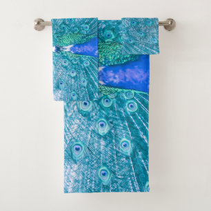 Conjunto De Toalhas Trabalho de arte de Peacock Colorido Elegante Co