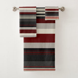 Conjunto De Toalhas Travesseiro decorativo de grão e listras vermelhas