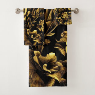 Conjunto De Toalhas travesseiro decorativo de padrões rosas do ouro