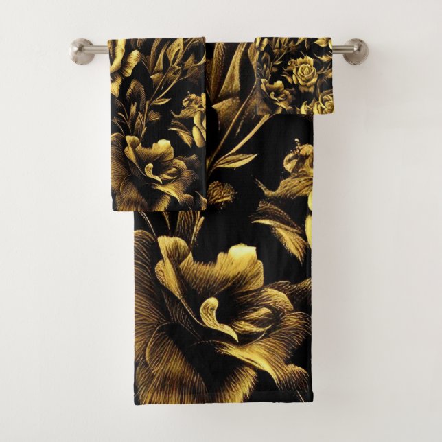 Conjunto De Toalhas travesseiro decorativo de padrões rosas do ouro (Insitu)