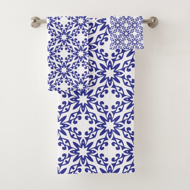Conjunto De Toalhas Trellis Azul Real (Insitu)