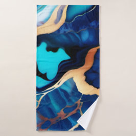 Conjunto De Toalhas Trendy Blue Dourado mármore azul amarelo