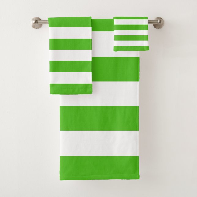 Conjunto De Toalhas Trendy Bright Summer Kelly Green Stripes (Insitu)