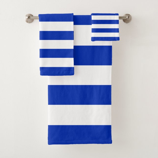 Conjunto De Toalhas Trendy Bright Summer Primary Blue Strips (Insitu)