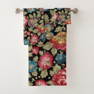 Conjunto De Toalhas Trendy Colorful Boho Floral-Black Fundo