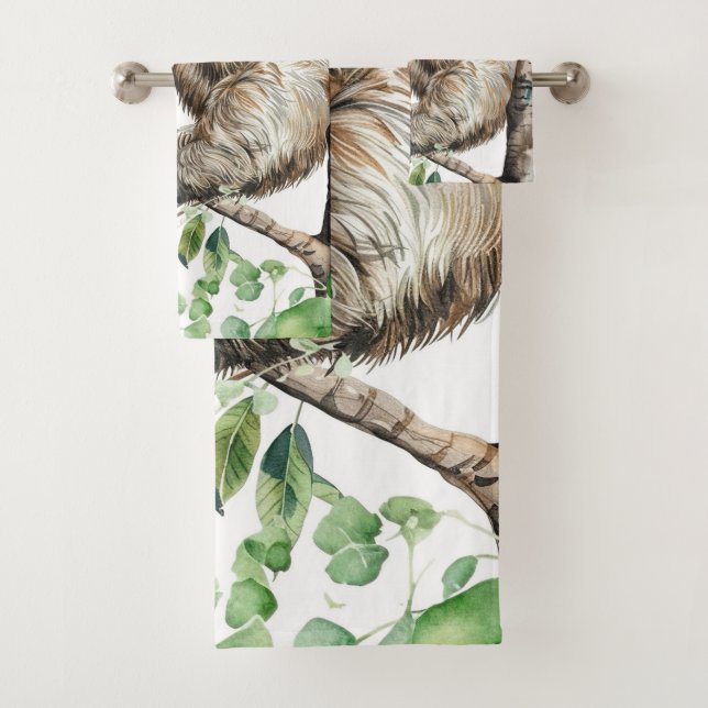 Conjunto De Toalhas Trendy Cute Sloth Em Uma Árvore (Insitu)