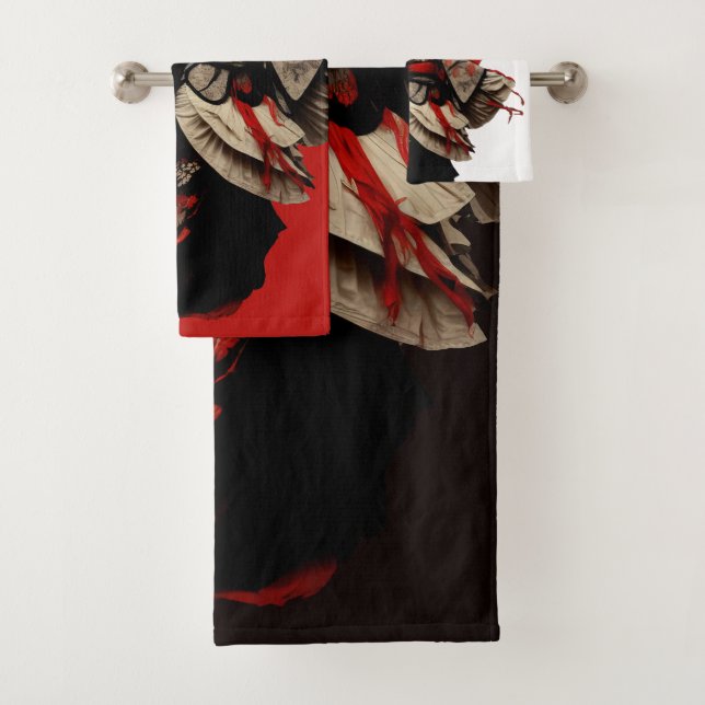 Conjunto De Toalhas Trendy Red White e Black Kabuki (Insitu)