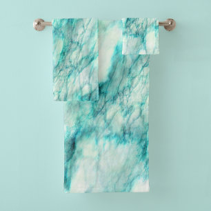 Conjunto De Toalhas Trendy Teal Marble Pattern