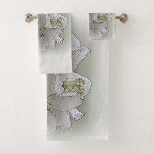 Conjunto De Toalhas três flores brancas