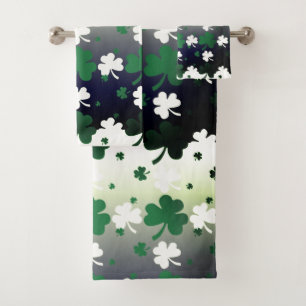 Conjunto De Toalhas Trevos, verde e branco no campo de Gradated