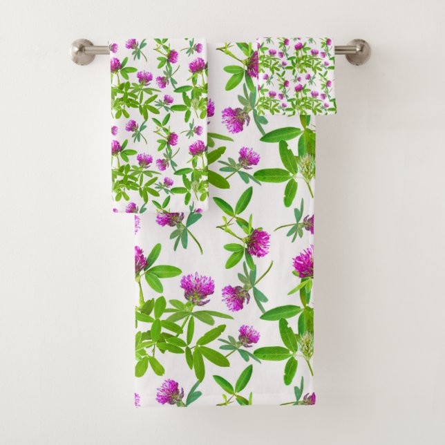 Conjunto De Toalhas Trevos Vermelhos com Folhas Verdes (Insitu)