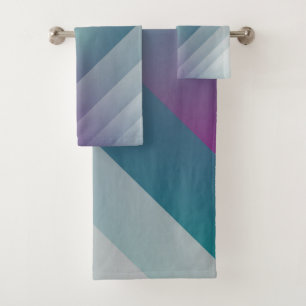 Conjunto De Toalhas Triângulos de cinza magenta teal