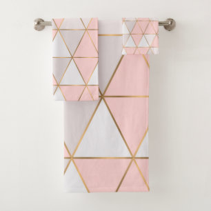 Conjunto De Toalhas Triângulos Geométricos Abstratos Modernos Dourado 