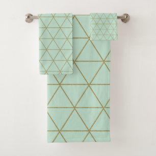 Conjunto De Toalhas Triângulos Geométricos Casa de Moeda Dourada Boho 
