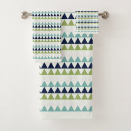 Conjunto De Toalhas Triângulos Netuno, Seashell, Verde e Marinho
