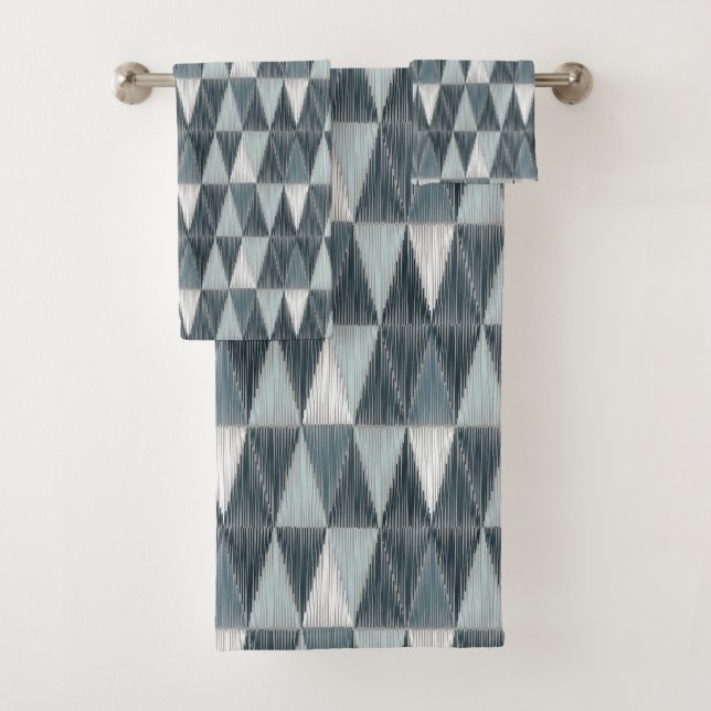 Conjunto De Toalhas Triângulos texturizados cinza e branco. (Insitu)