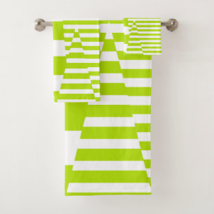 Conjunto De Toalhas Triângulos - Verde limão e branco