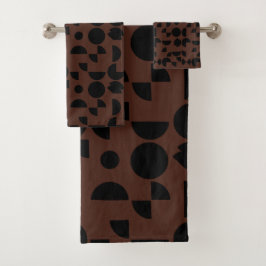 Conjunto De Toalhas Tribal Geométrico Moderno Marrom