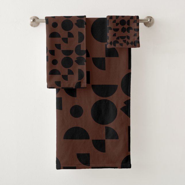 Conjunto De Toalhas Tribal Geométrico Moderno Marrom (Insitu)