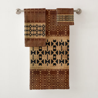 Conjunto De Toalhas Tribal Rich Brown Mudcloth