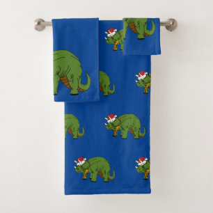 Conjunto De Toalhas Tricerátops de Natal Dinossauro